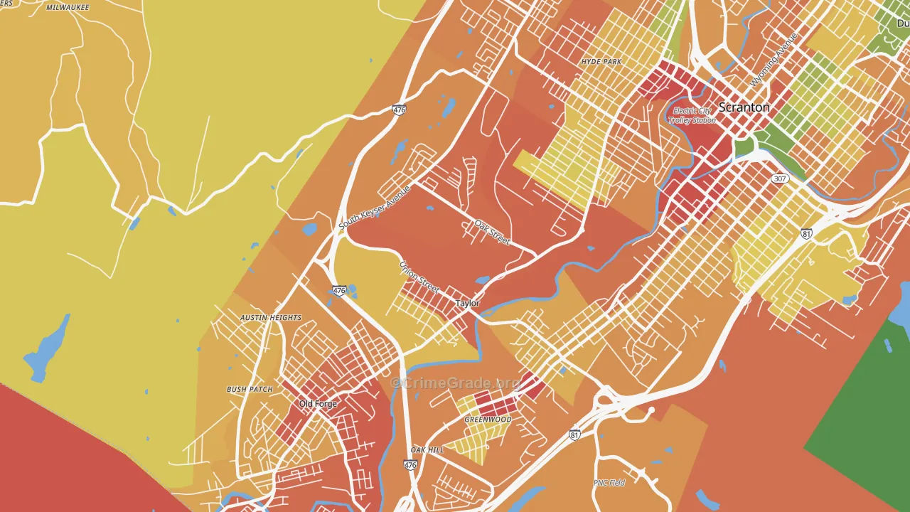 Taylor, PA Map of Drug-Related Crime Rates