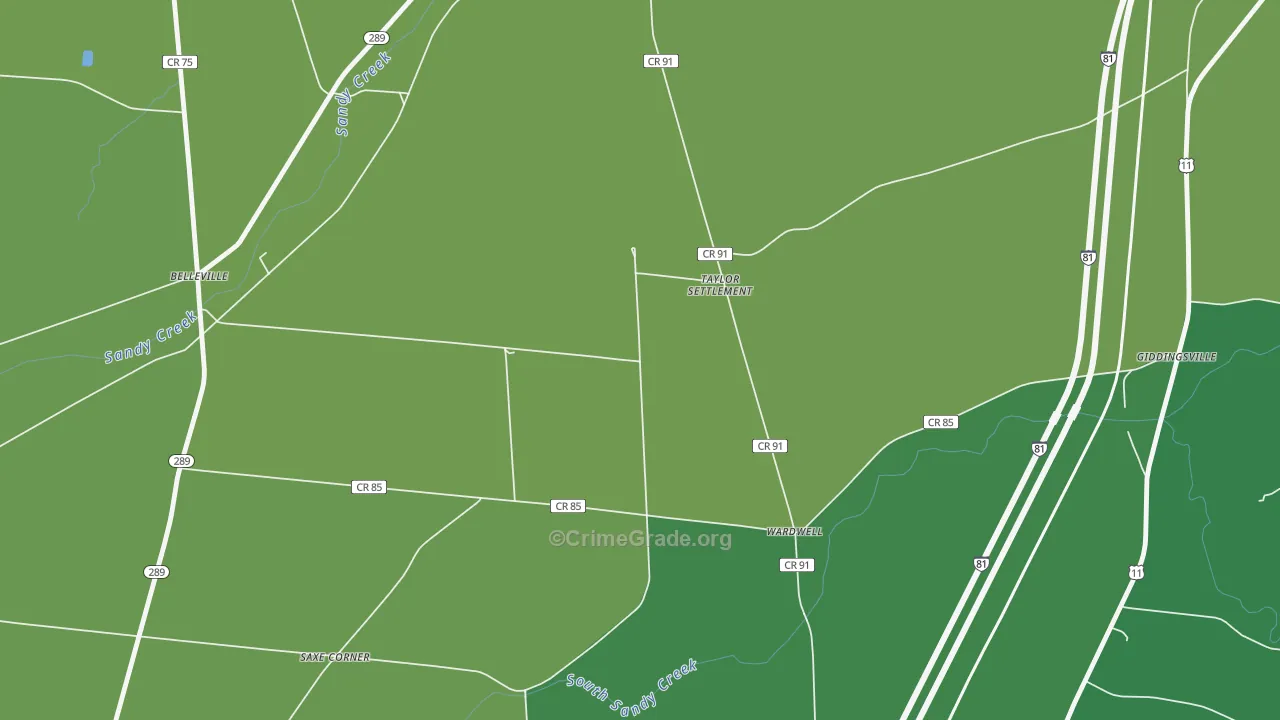 Taylor Settlement, NY Map of Drug-Related Crime Rates