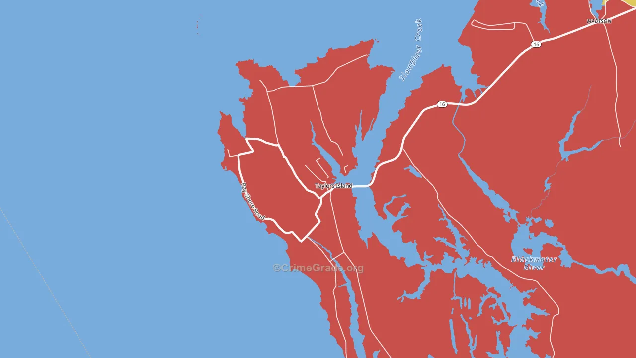 Taylors Island, MD Map of Drug-Related Crime Rates