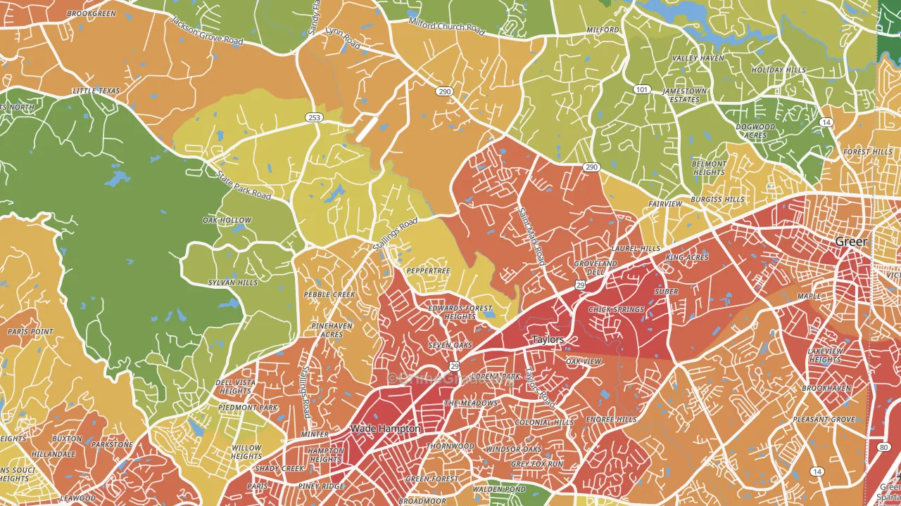 Taylors, SC Map of Drug-Related Crime Rates