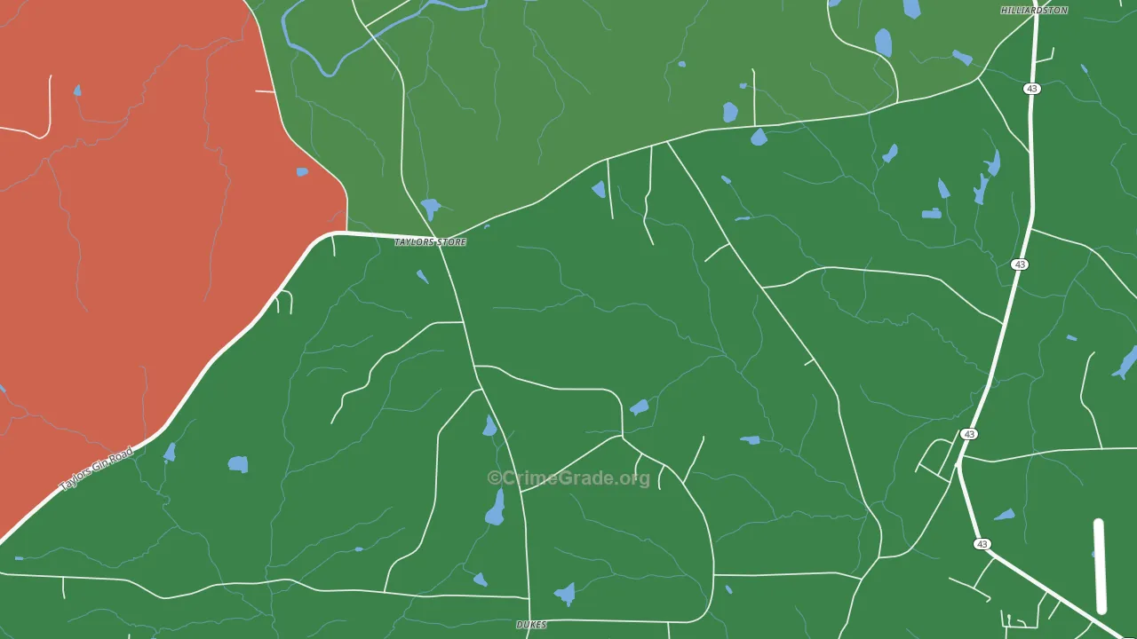 Taylors Store, NC Map of Drug-Related Crime Rates