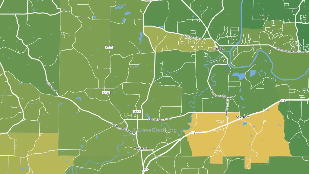 Taylorsville, GA Map of Drug-Related Crime Rates