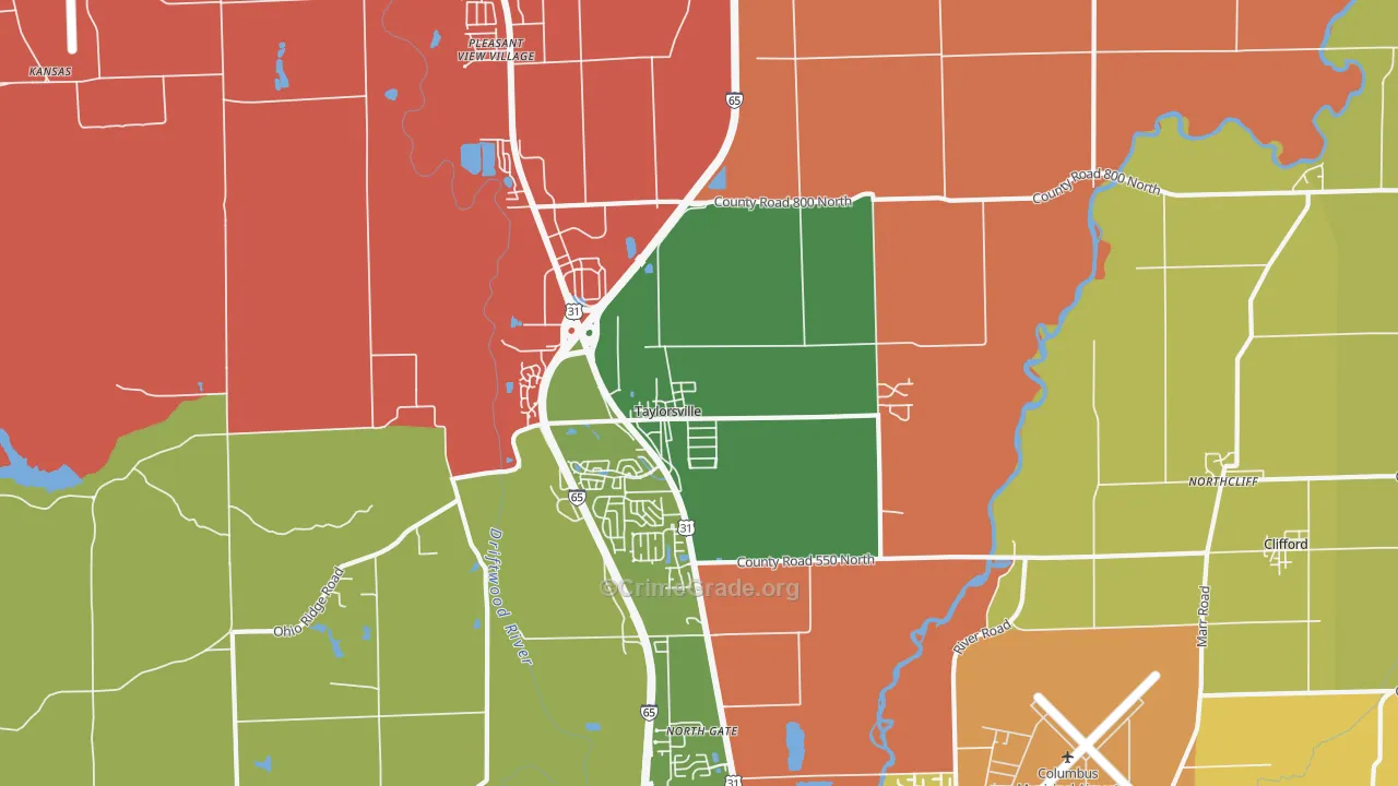 Taylorsville, IN Map of Drug-Related Crime Rates