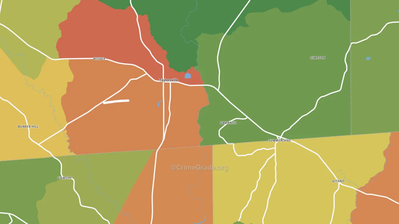 Taylorsville, MS Map of Drug-Related Crime Rates