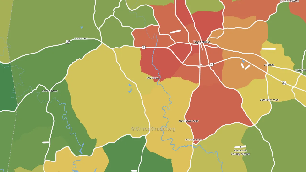 Taylorsville, NC Map of Drug-Related Crime Rates