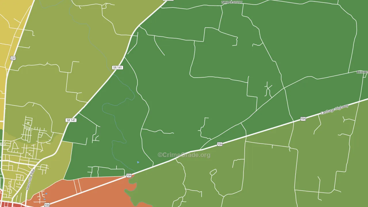 Taylorsville, TN Map of Drug-Related Crime Rates