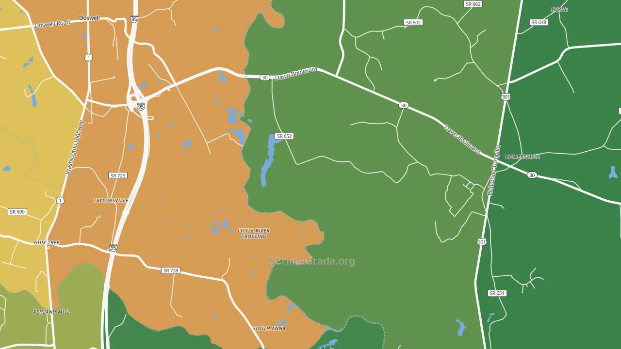 Taylorsville, VA Map of Drug-Related Crime Rates