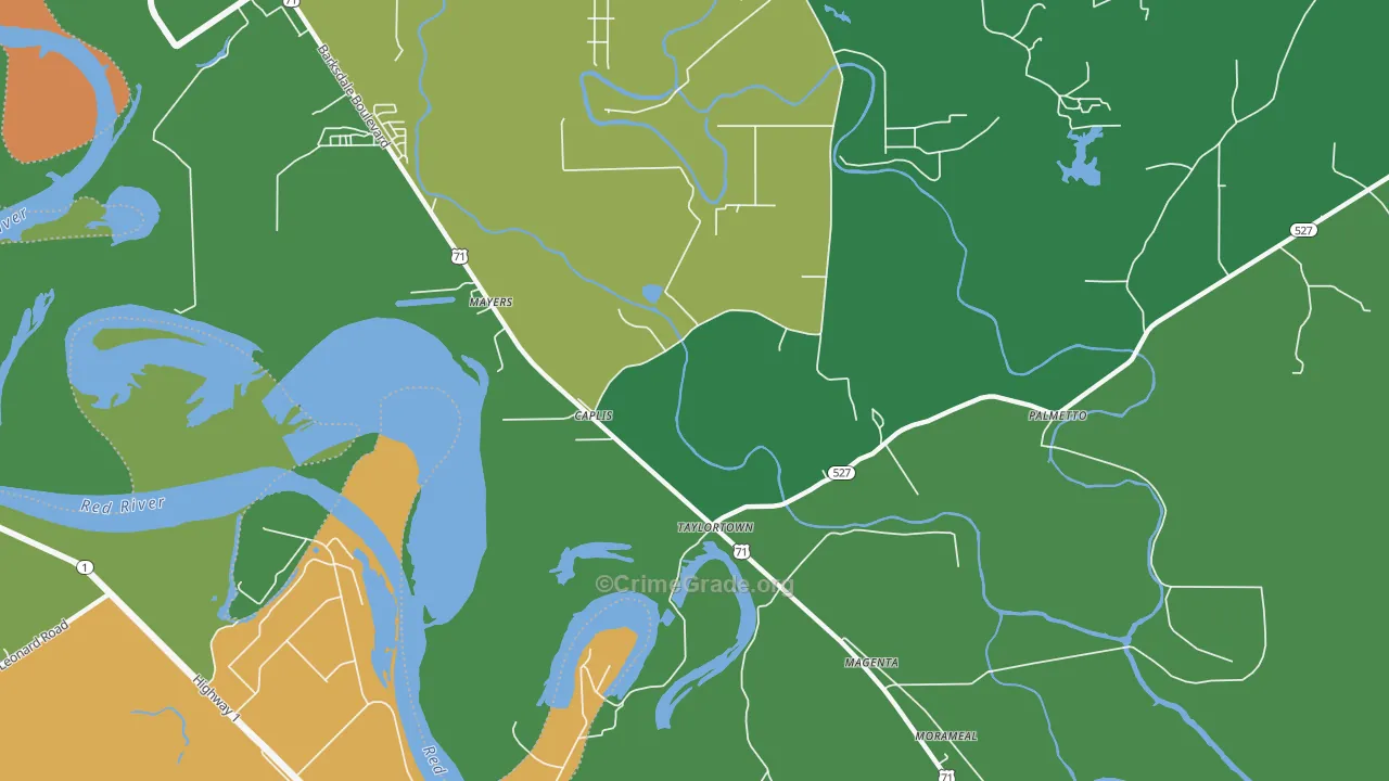 Taylortown, LA Map of Drug-Related Crime Rates