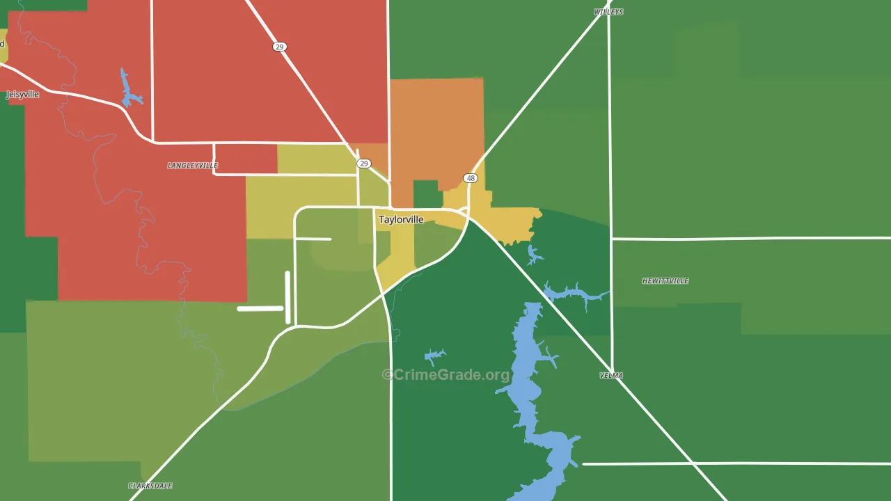 Taylorville, IL Map of Drug-Related Crime Rates