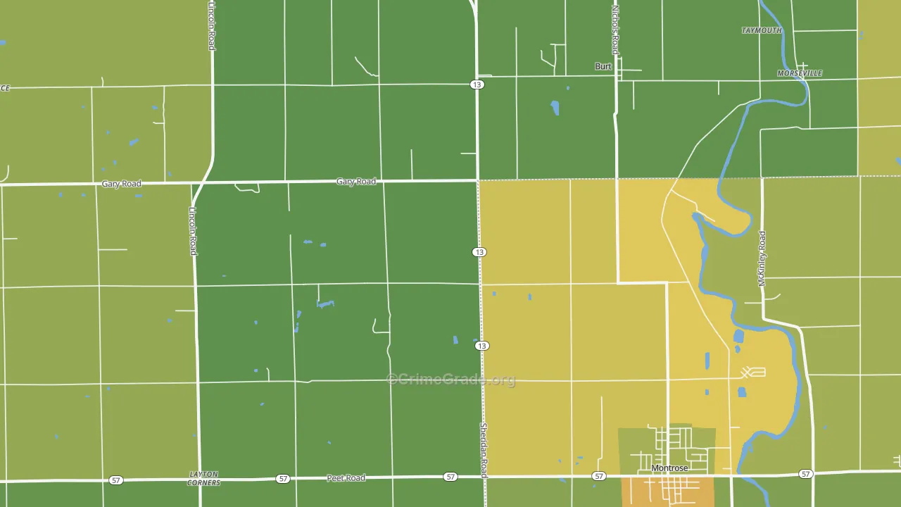 Taymouth, MI Map of Drug-Related Crime Rates