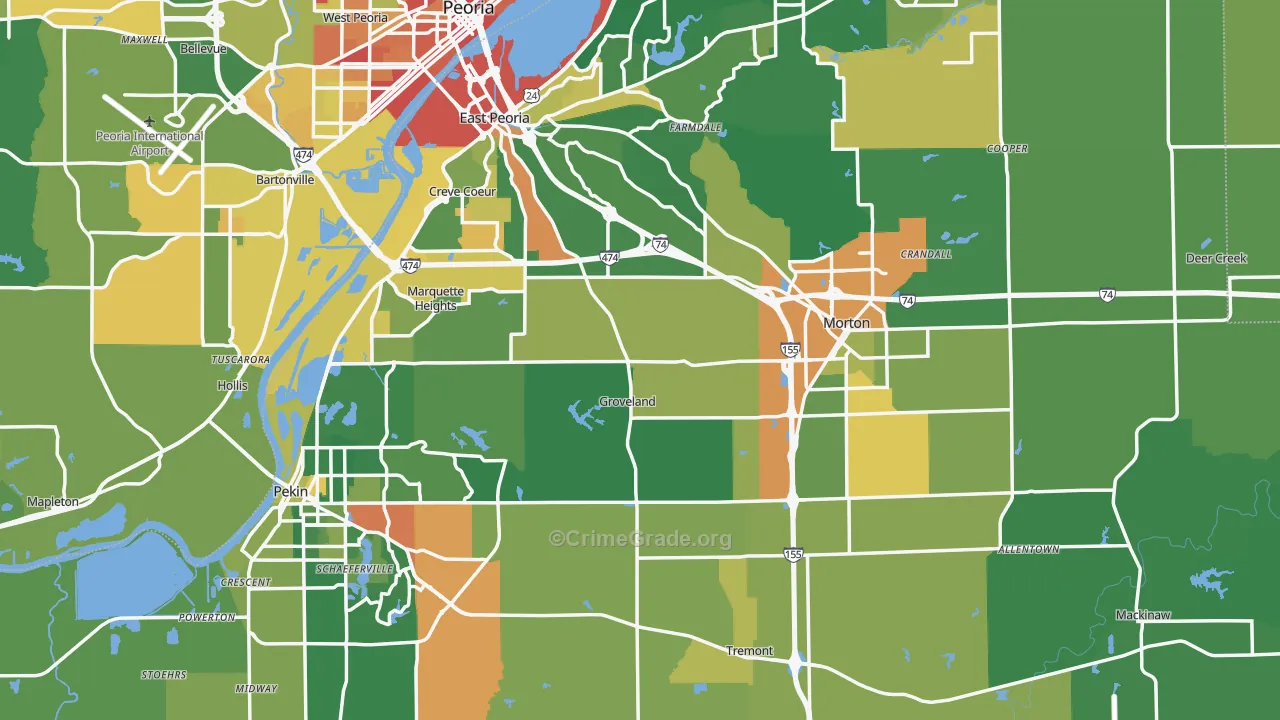 Tazewell County, IL Map of Drug-Related Crime Rates