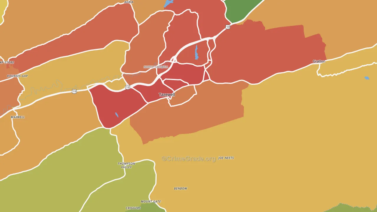 Tazewell, VA Map of Drug-Related Crime Rates