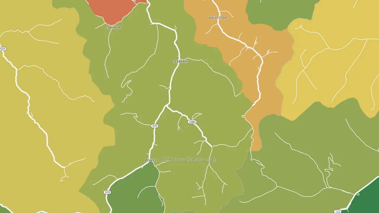 Teaberry, KY Map of Drug-Related Crime Rates