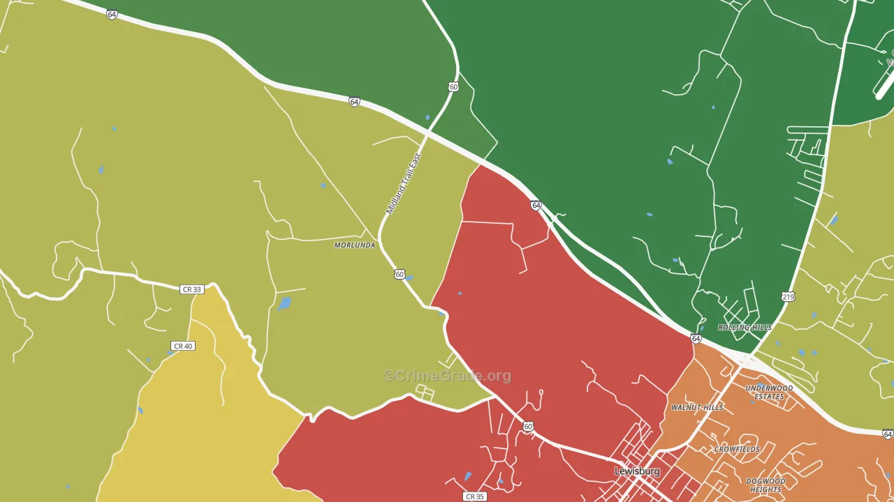 Teaberry, WV Map of Drug-Related Crime Rates