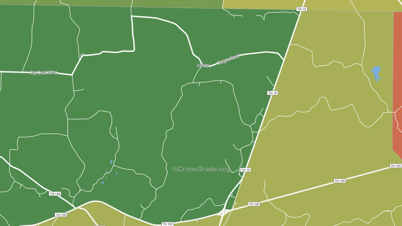 Teague, TN Map of Drug-Related Crime Rates
