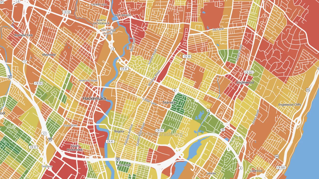 Teaneck, NJ Map of Drug-Related Crime Rates