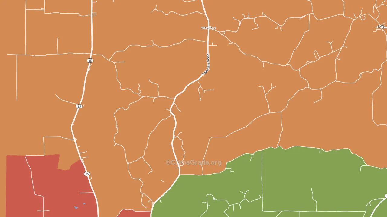Teasdale, MS Map of Drug-Related Crime Rates