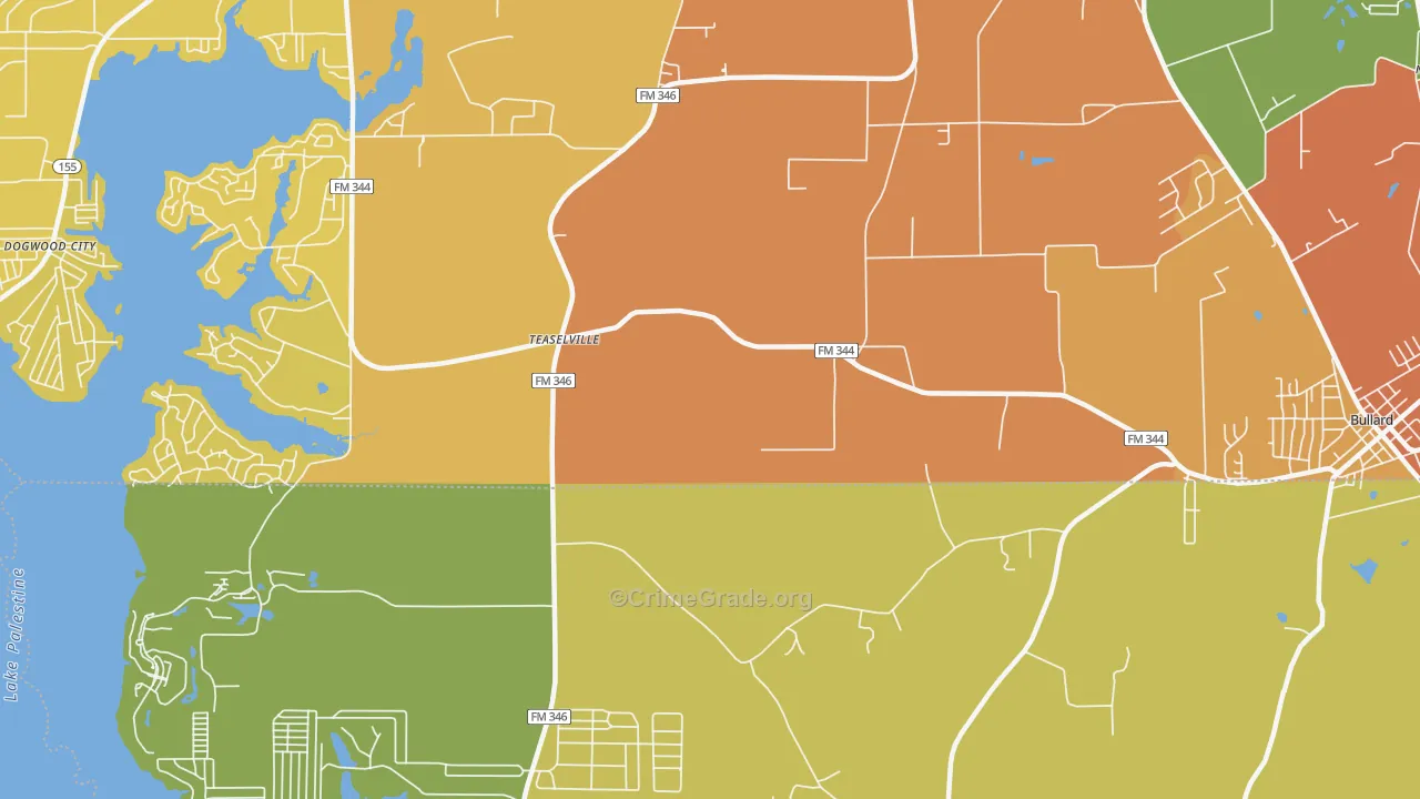 Teaselville, TX Map of Drug-Related Crime Rates