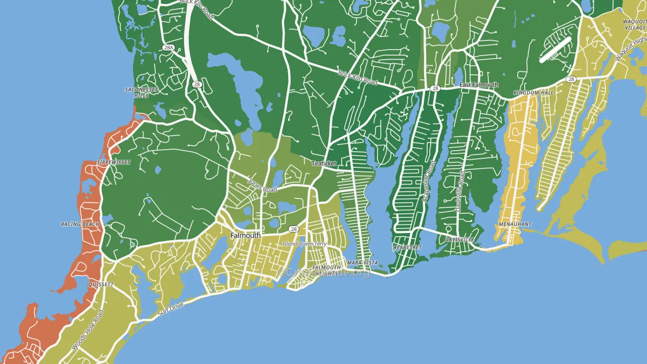 Teaticket, East Falmouth, MA Map of Drug-Related Crime Rates