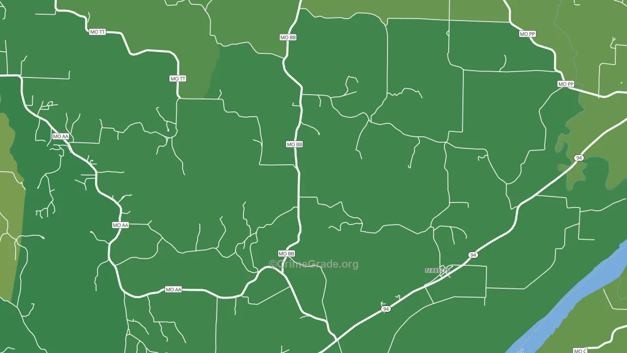 Tebbetts, MO Map of Drug-Related Crime Rates