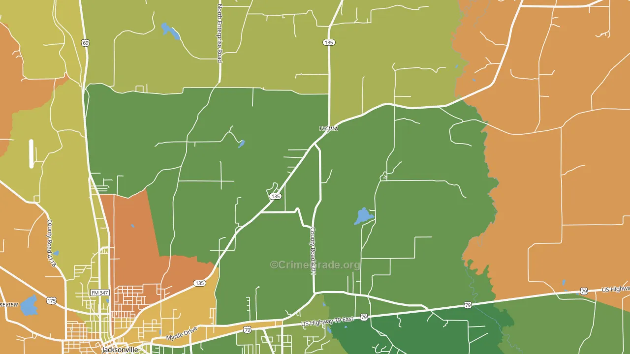 Tecula, TX Map of Drug-Related Crime Rates