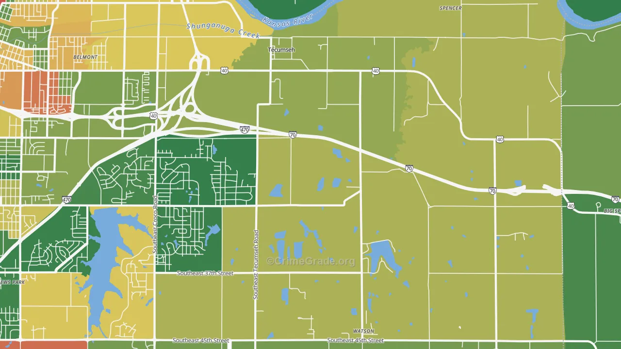 Tecumseh, KS Map of Drug-Related Crime Rates