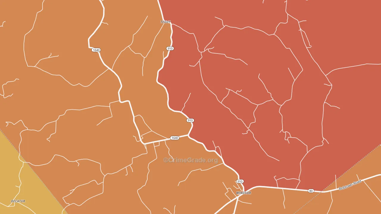 Teddy, KY Map of Drug-Related Crime Rates