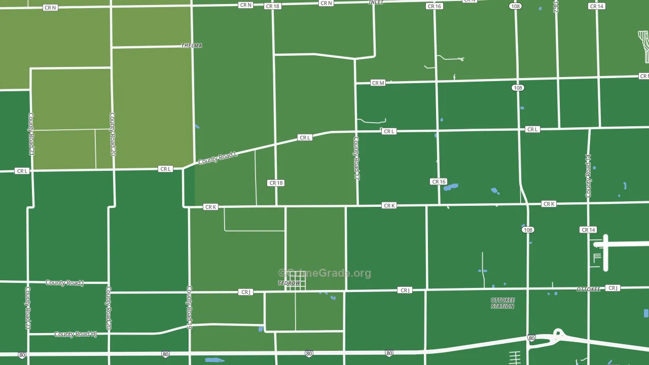 Tedrow, OH Map of Drug-Related Crime Rates