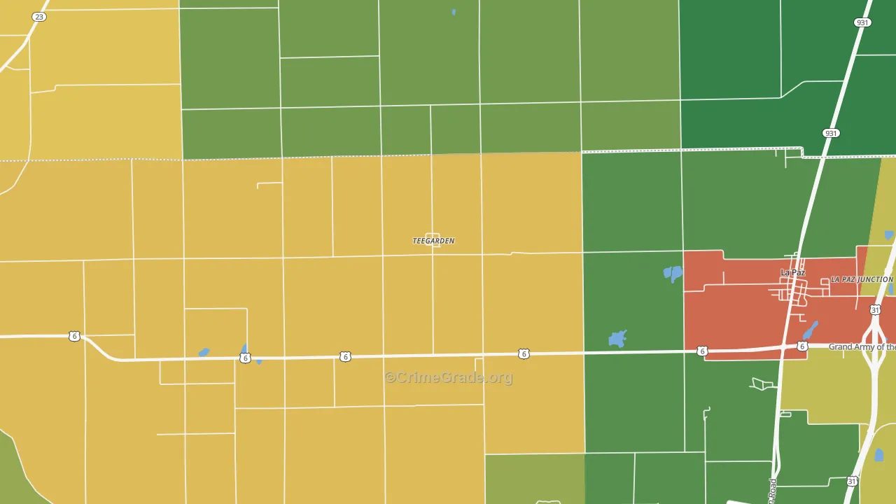 Teegarden, IN Map of Drug-Related Crime Rates