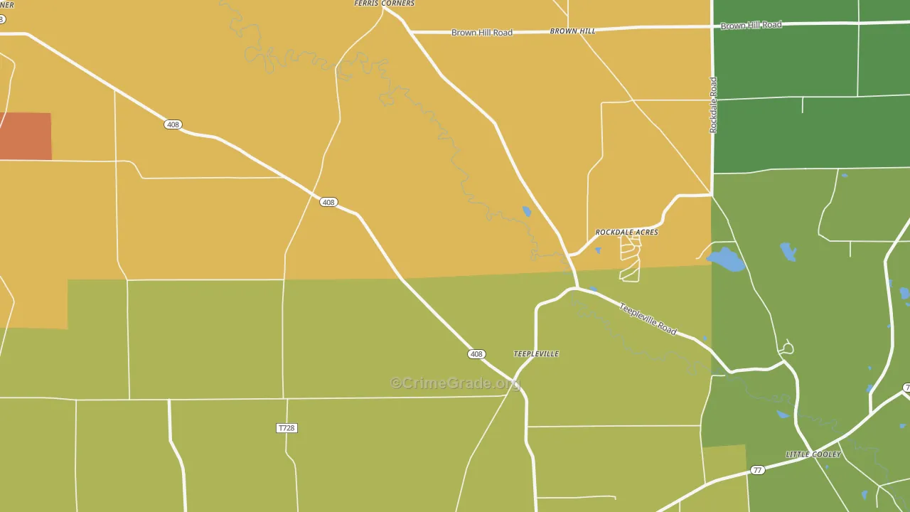 Teepleville, PA Map of Drug-Related Crime Rates