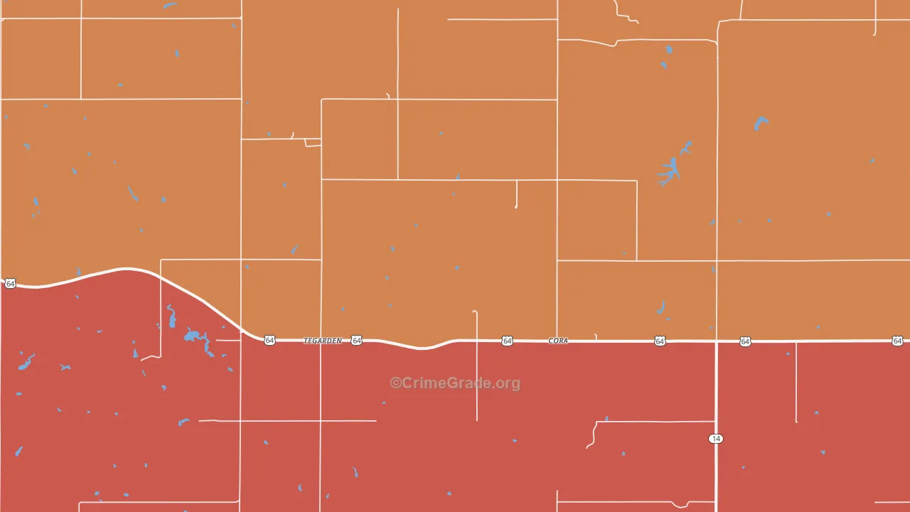 Tegarden, OK Map of Drug-Related Crime Rates
