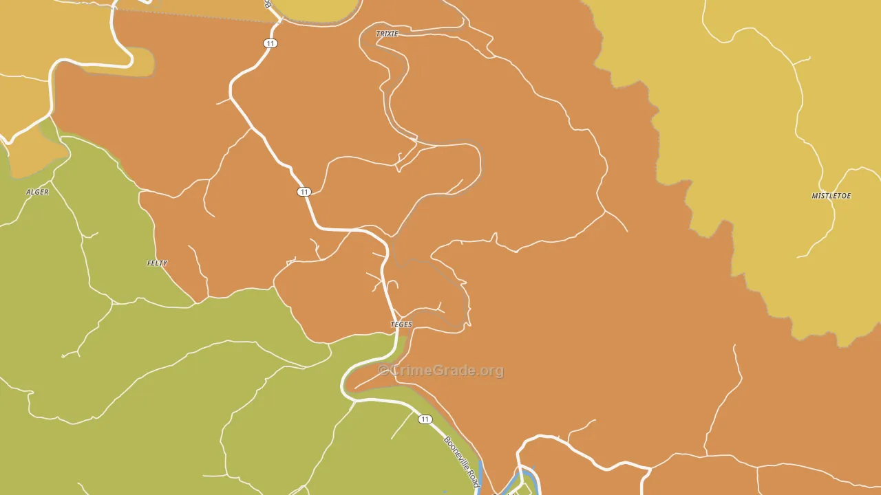 Teges, KY Map of Drug-Related Crime Rates