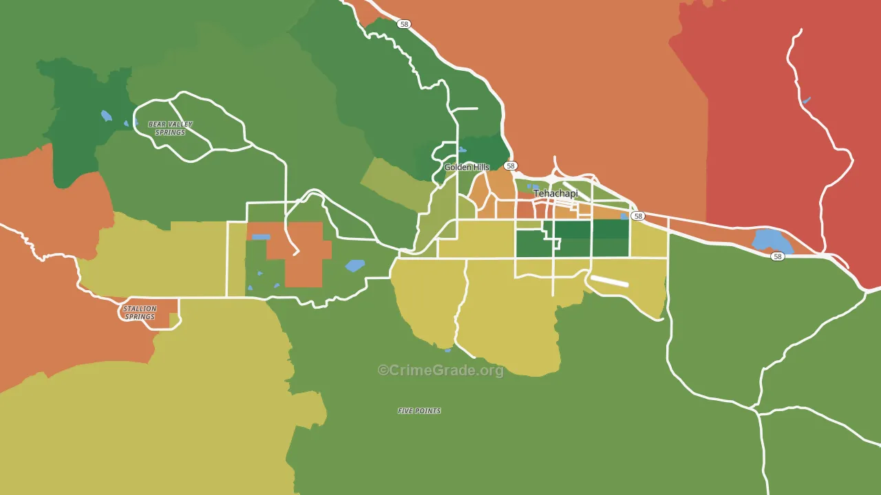 Tehachapi, CA Map of Drug-Related Crime Rates