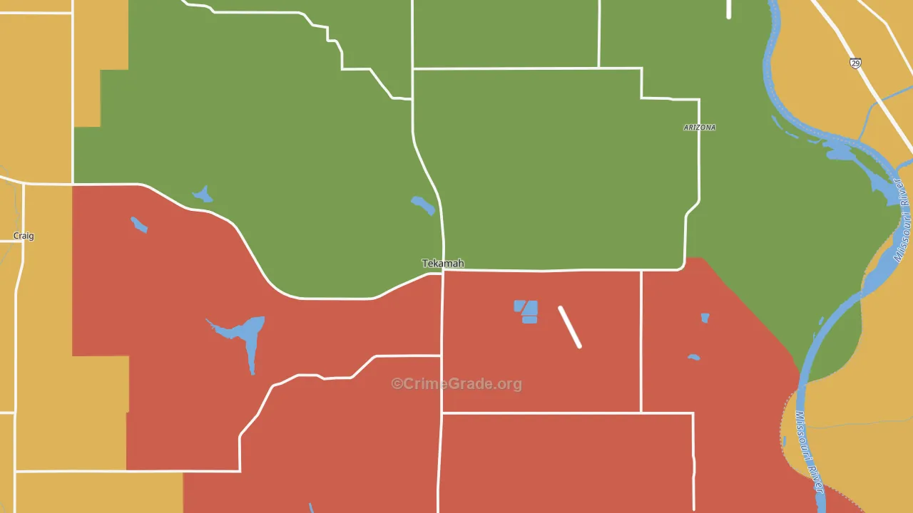 Tekamah, NE Map of Drug-Related Crime Rates
