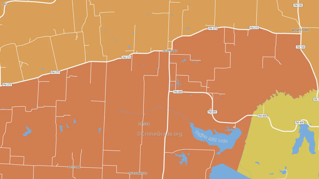 Telephone, TX Map of Drug-Related Crime Rates