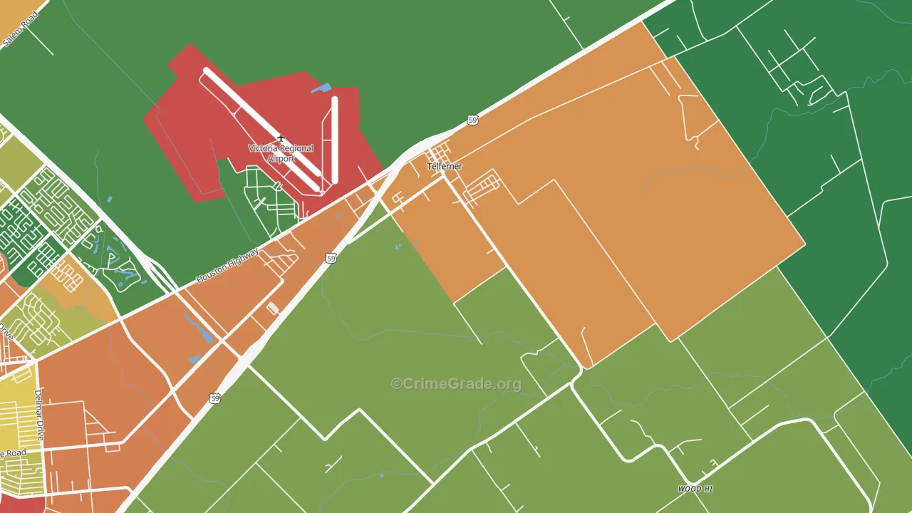 Telferner, TX Map of Drug-Related Crime Rates