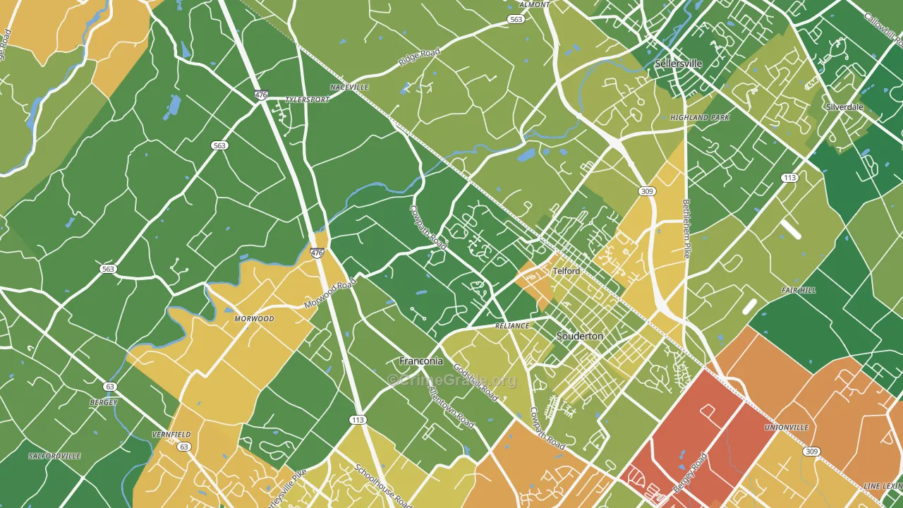 Telford, PA Map of Drug-Related Crime Rates