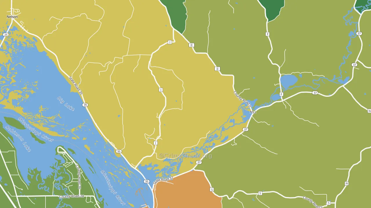 Tell, WI Map of Drug-Related Crime Rates