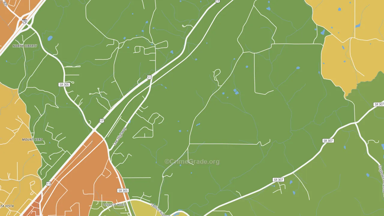 Tellico Hills, TN Map of Drug-Related Crime Rates