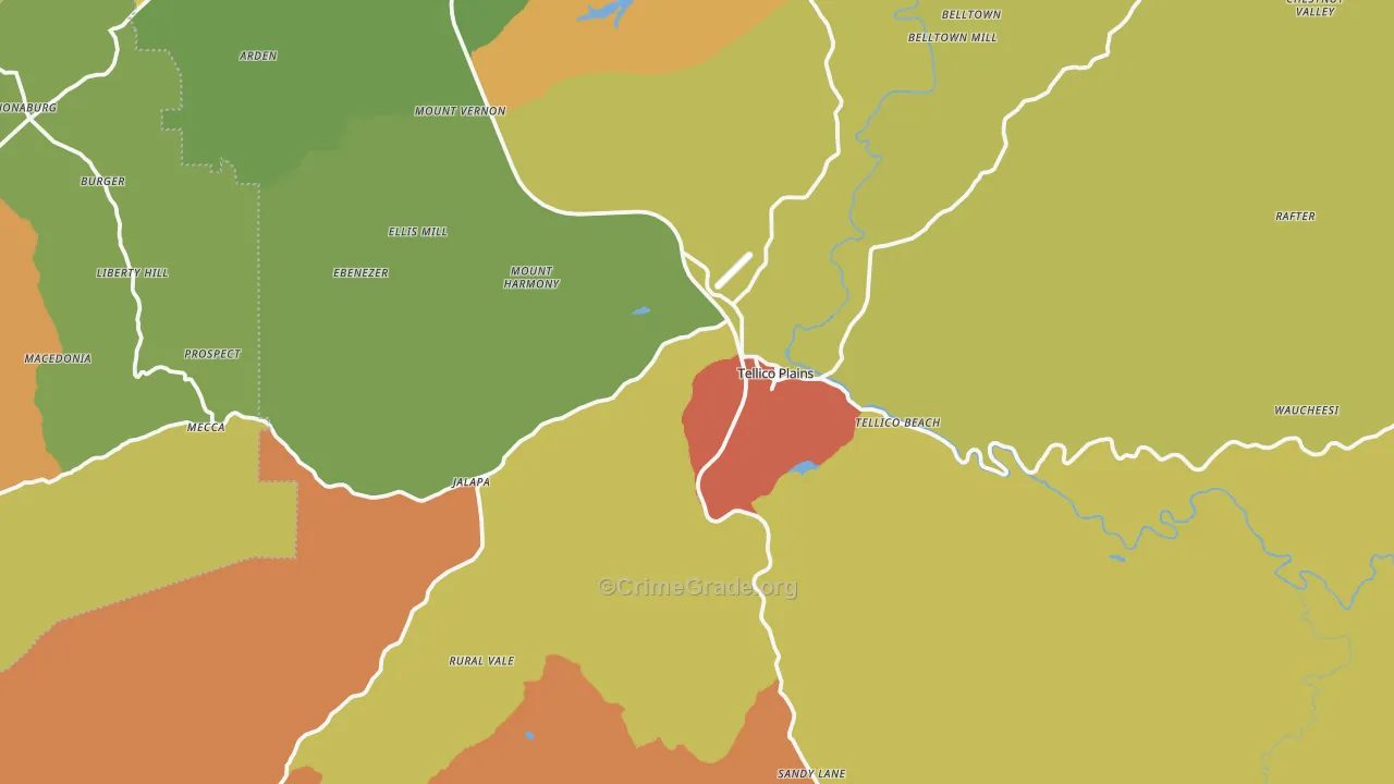 Tellico Plains, TN Map of Drug-Related Crime Rates