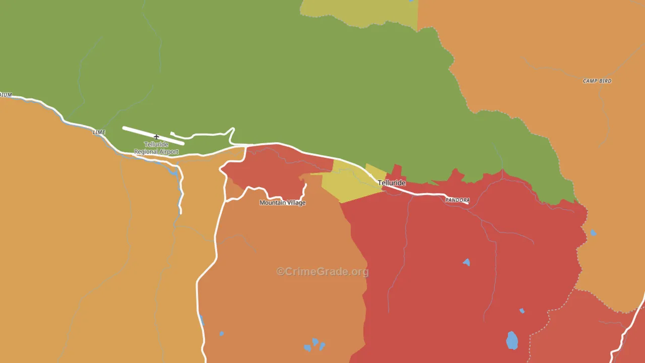 Telluride, CO Map of Drug-Related Crime Rates