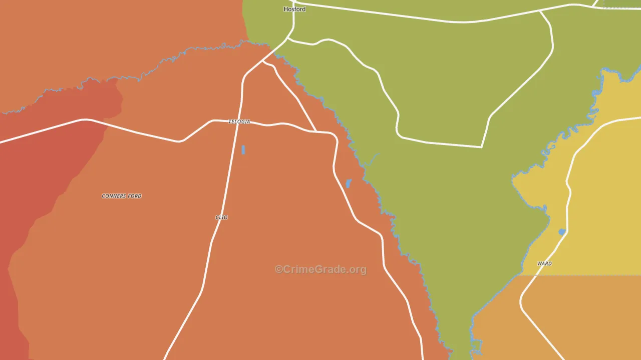 Telogia, FL Map of Drug-Related Crime Rates