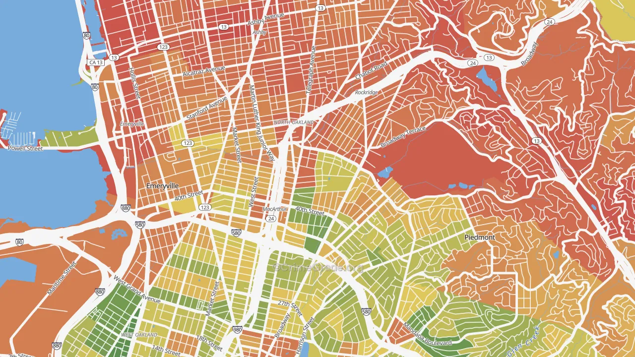 Temescal, Oakland, CA Map of Drug-Related Crime Rates