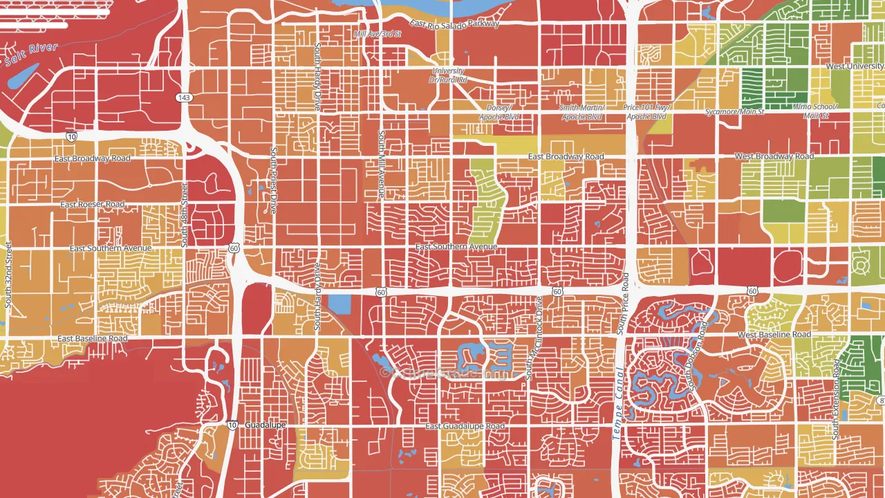 Tempe, AZ Map of Drug-Related Crime Rates