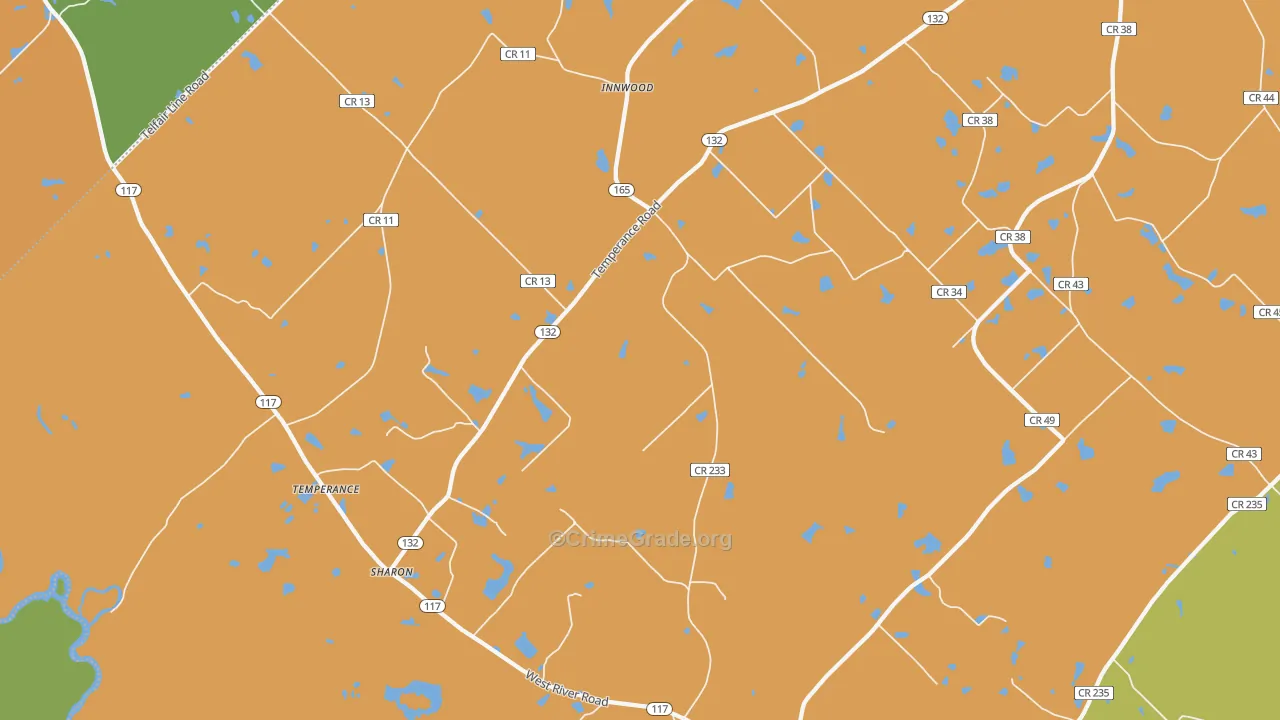 Temperance, GA Map of Drug-Related Crime Rates