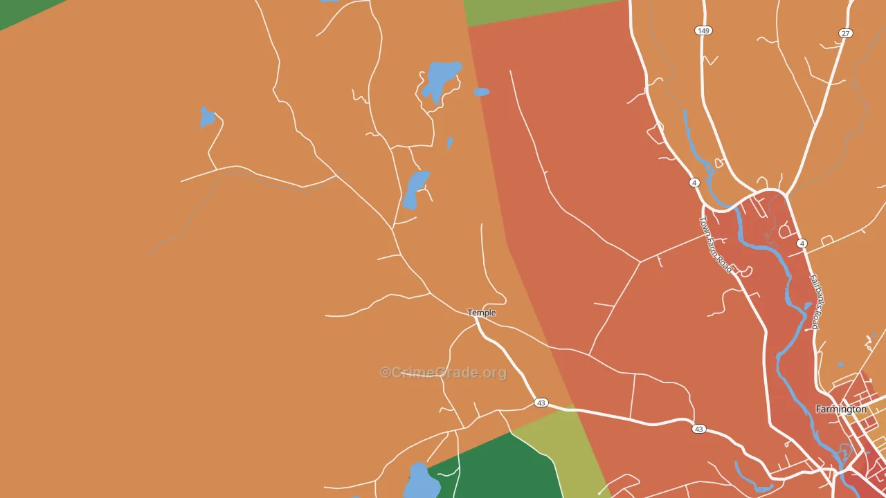 Temple, ME Map of Drug-Related Crime Rates