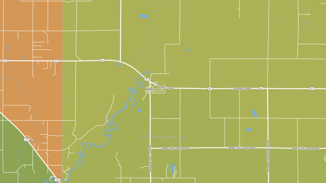 Temple, MI Map of Drug-Related Crime Rates