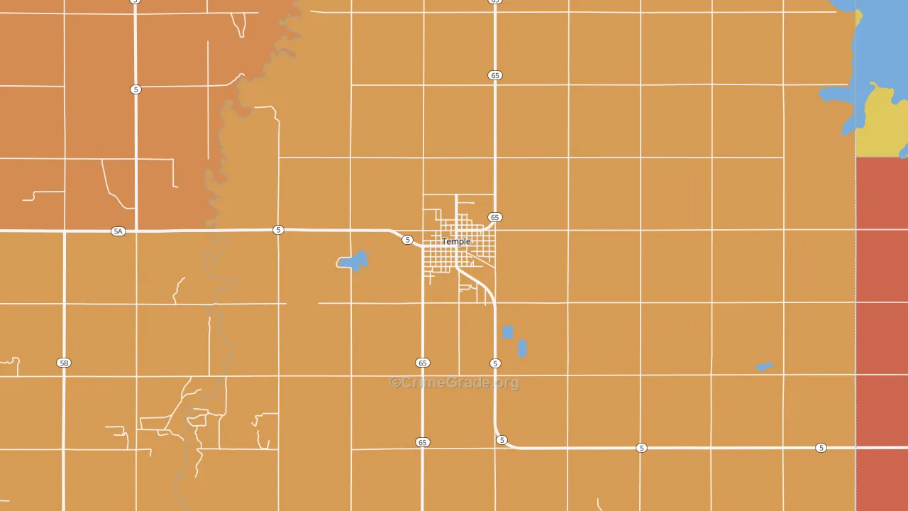 Temple, OK Map of Drug-Related Crime Rates