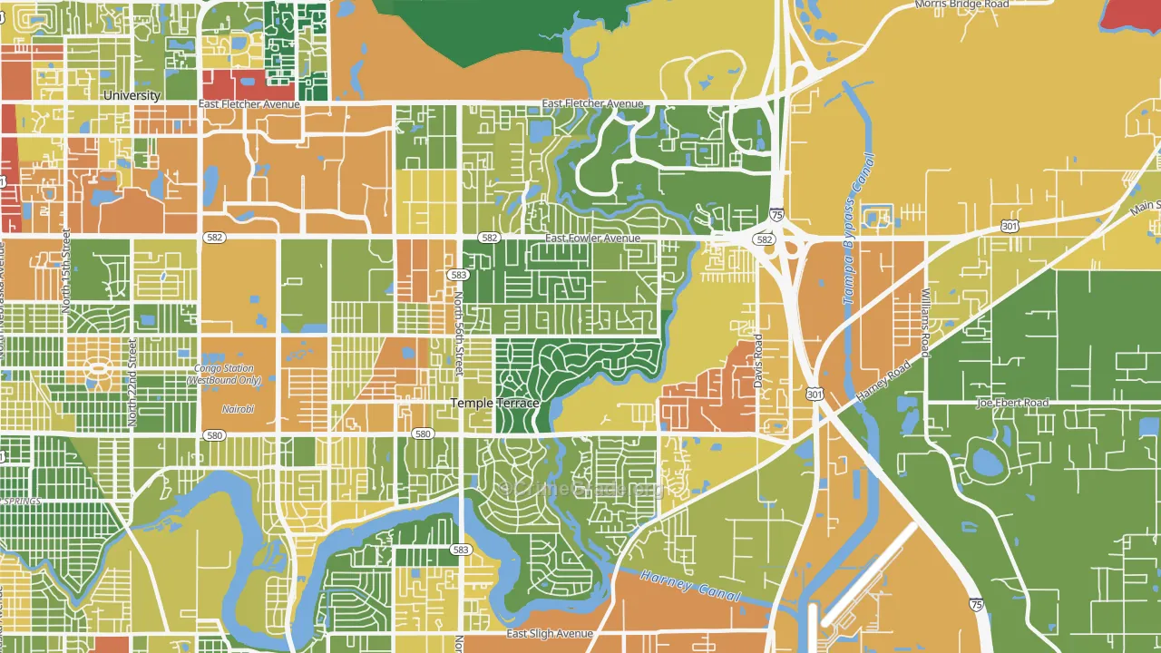 Temple Terrace, FL Map of Drug-Related Crime Rates
