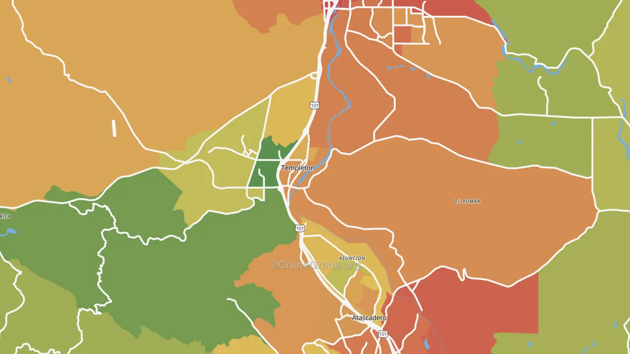 Templeton, CA Map of Drug-Related Crime Rates